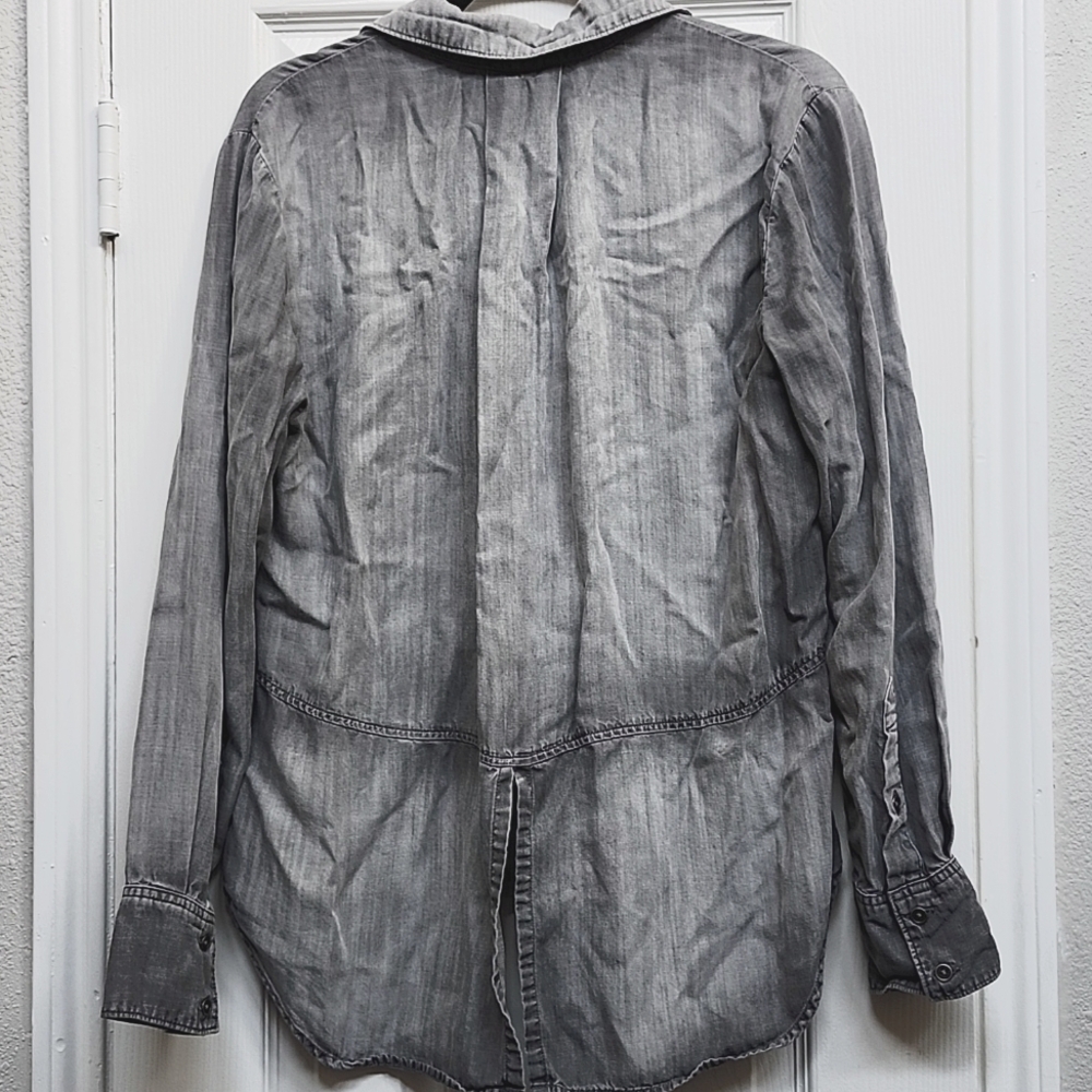 Antropologie Cloth & Stone Gray Lyocell Button Up Shirt, Size M - Picture 5 of 8